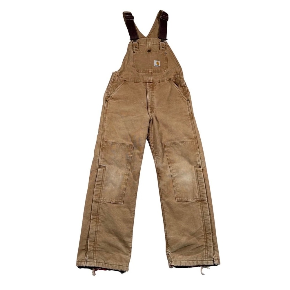 Carhartt Overalls Youth L Brown Quilted Lined Double Knee YYR02 BRN Workwear